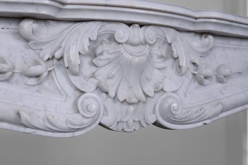 Louis XV style mantel in Carrara marble, acorn model-2