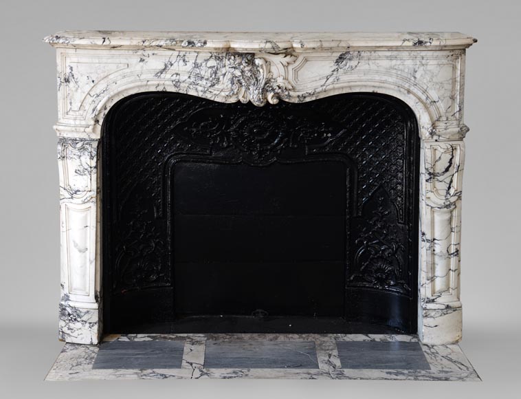 Beautiful antique Louis XV style fireplace in Serravezza marble-0