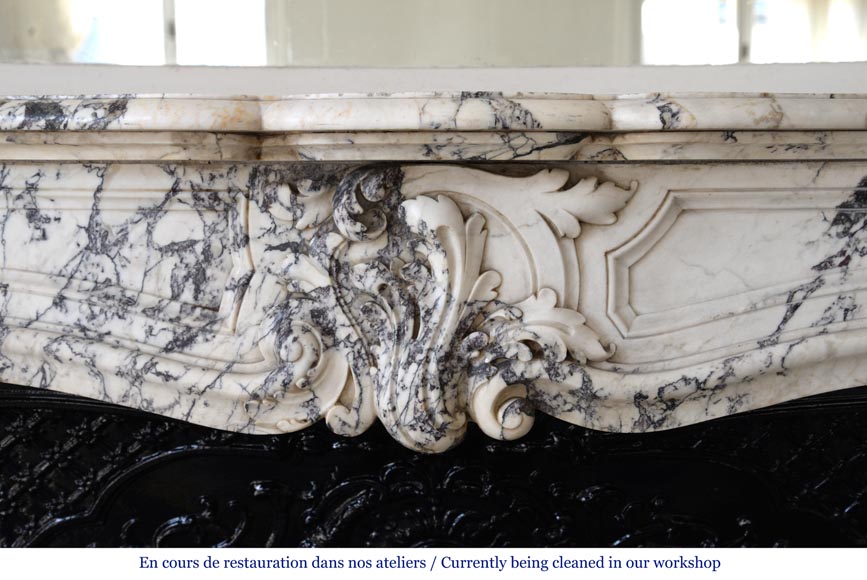 Beautiful antique Louis XV style fireplace in Serravezza marble-1