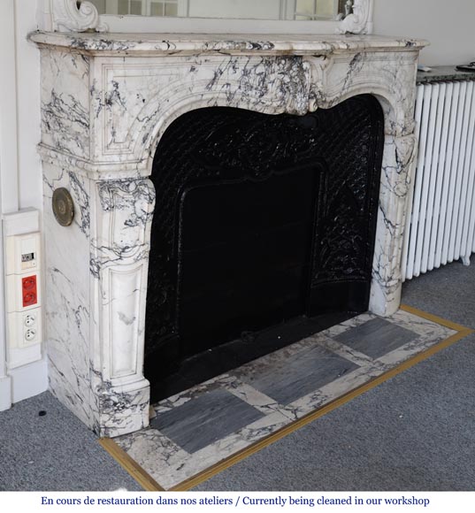 Beautiful antique Louis XV style fireplace in Serravezza marble-3