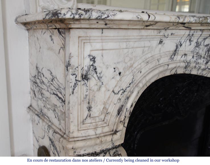 Beautiful antique Louis XV style fireplace in Serravezza marble-4