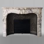 Antique Louis XV style fireplace in Breche de Serravezza marble