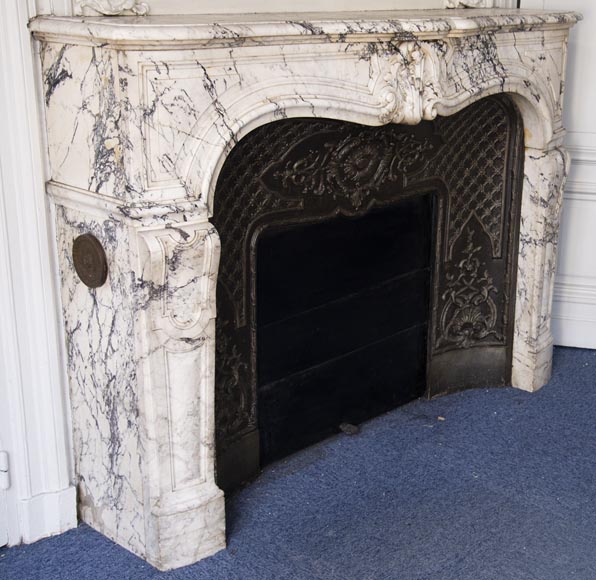 Antique Louis XV style fireplace in Breche de Serravezza marble-5