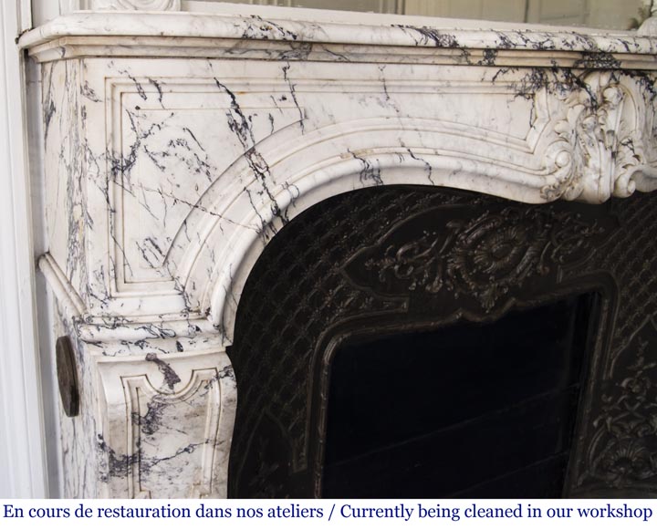 Antique Louis XV style fireplace in Breche de Serravezza marble-6