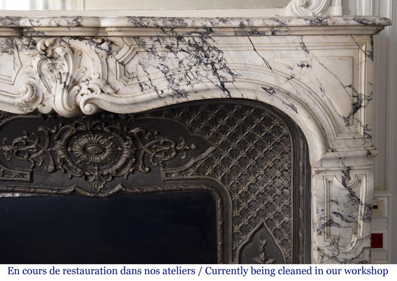 Antique Louis XV style fireplace in Breche de Serravezza marble-9