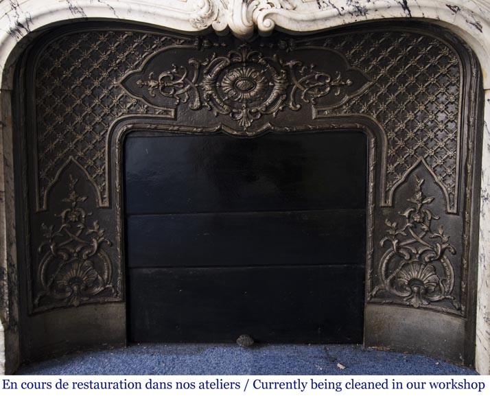 Antique Louis XV style fireplace in Breche de Serravezza marble-11