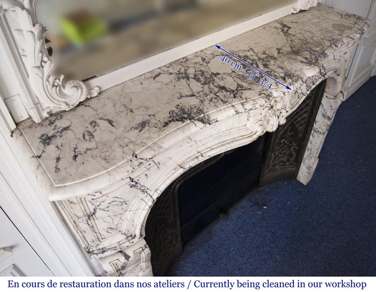 Antique Louis XV style fireplace in Breche de Serravezza marble-12