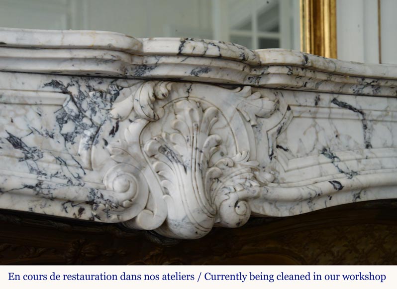 Louis XV style mantel in Saravenza marble-2