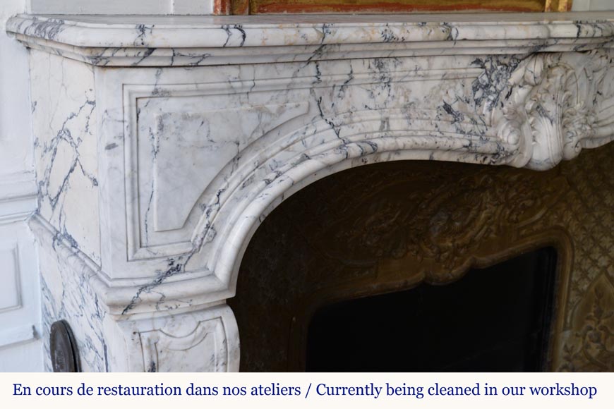 Louis XV style mantel in Saravenza marble-5