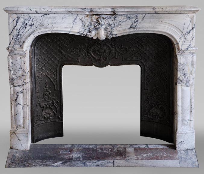 Beautiful Louis XV style mantel with small leaves in Sarravenza marble-0