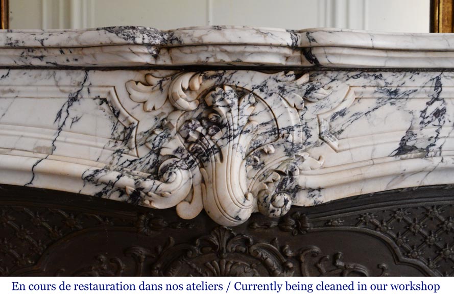 Beautiful Louis XV style mantel with small leaves in Sarravenza marble-1