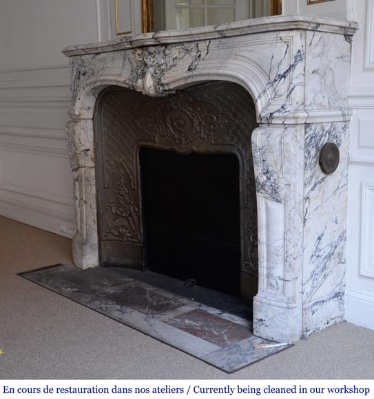 Beautiful Louis XV style mantel with small leaves in Sarravenza marble-6