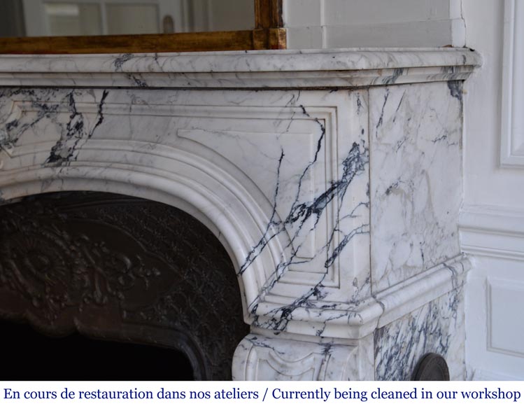Beautiful Louis XV style mantel with small leaves in Sarravenza marble-7