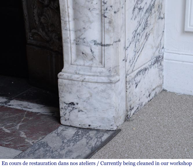 Beautiful Louis XV style mantel with small leaves in Sarravenza marble-8