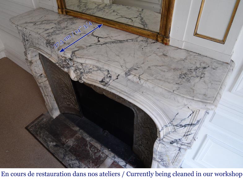Beautiful Louis XV style mantel with small leaves in Sarravenza marble-11