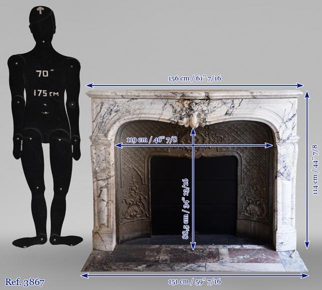Beautiful Louis XV style mantel with small leaves in Sarravenza marble-12