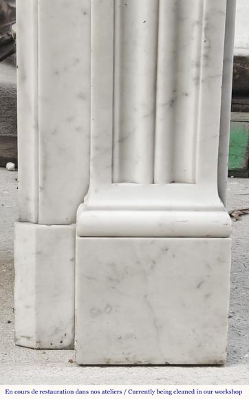 Louis XVI style fireplace decorated with a laurel wreath, in Carrara marble Louis XVI style fireplace decorated with a laurel wreath, in Carrara marble-8