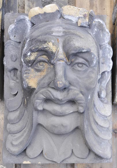 Series of sculpted face and decorative elements in Sun stone of the Ardennes, late 19th century-10