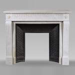 Louis XVI style mantel with carved Carrara marble jambs