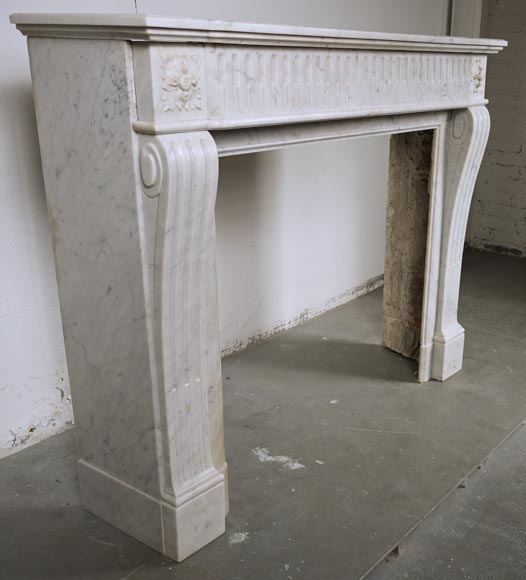 Louis XVI style mantel with carved Carrara marble jambs-2