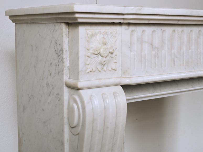 Louis XVI style mantel with carved Carrara marble jambs-3