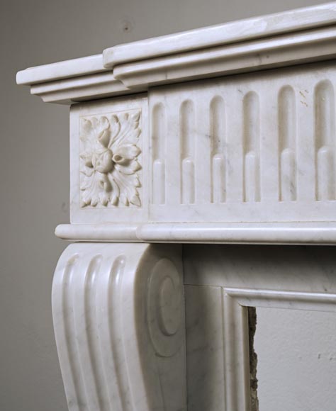Louis XVI style mantel with carved Carrara marble jambs-4