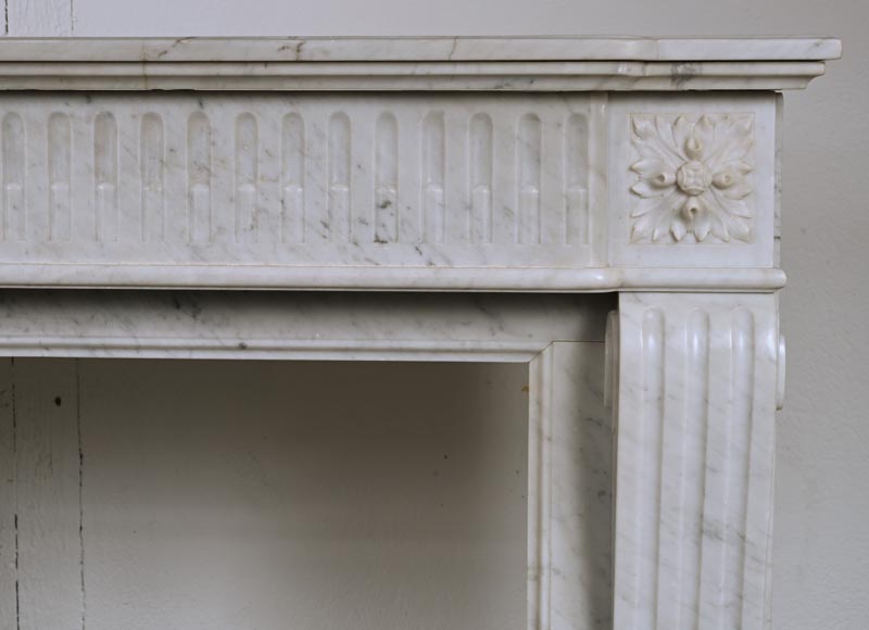 Louis XVI style mantel with carved Carrara marble jambs-8