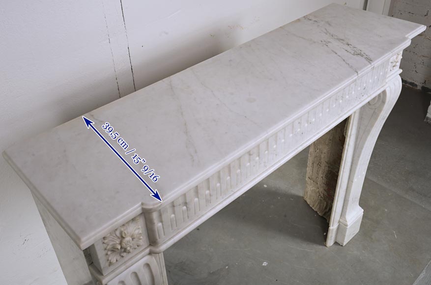 Louis XVI style mantel with carved Carrara marble jambs-10