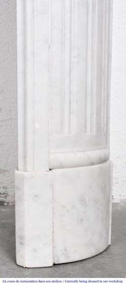 Louis XVI style fireplace in Carrara marble with rounded corners-9