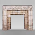 A. GENTIL and E. BOURDET (attributed to) - Antique Art Nouveau style fireplace in sandstone
