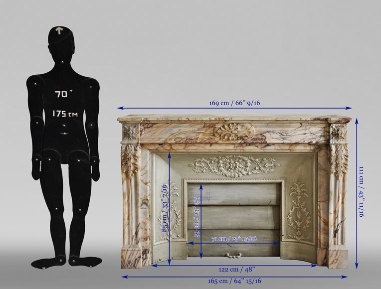 An Antique Louis Xvi Style Fireplace In Onyx Marble Marble