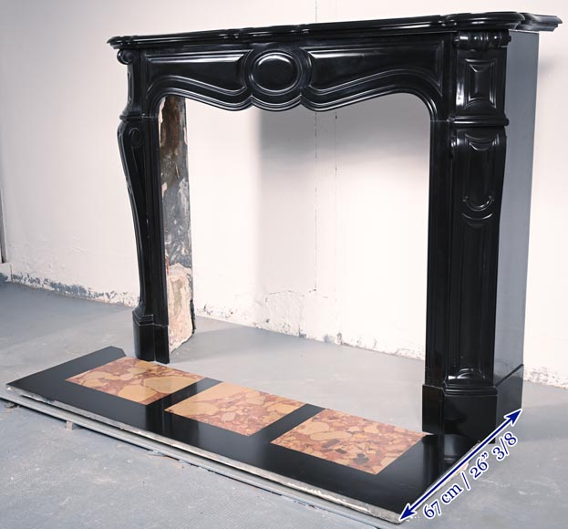 Louis XV style Pompadour mantel in black marble-5