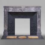 Antique Louis XVI style Bleu Turquin marble mantel with wine theme