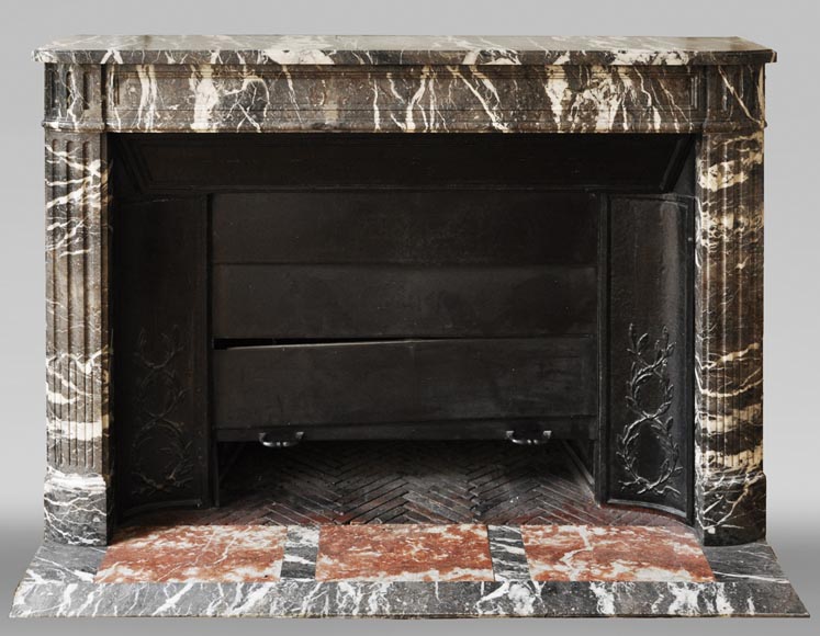 Antique Louis Xvi Style Fireplace In Gris Sainte Anne Marble Marble