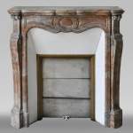 Antique Louis XV style fireplace, Pompadour model made out of Enjugerais marble