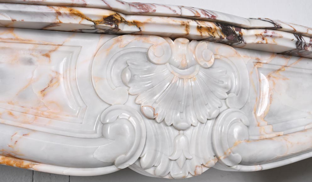 Louis XV style fireplace in Breccia Nuvolata marble-2