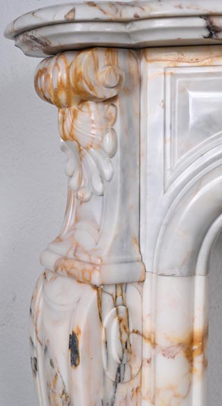 Louis XV style fireplace in Breccia Nuvolata marble-5