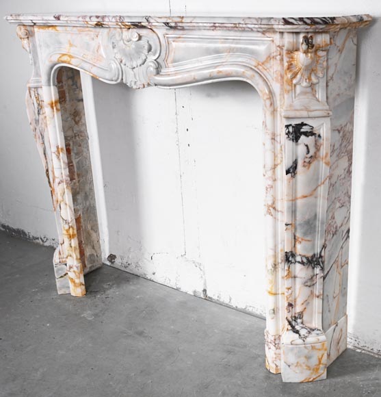 Louis XV style fireplace in Breccia Nuvolata marble-7