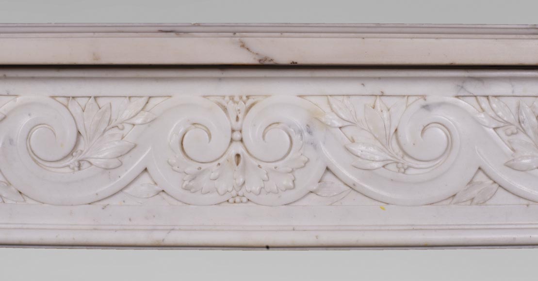 Antique Louis XVI style fireplace in statuary marble with a beautiful vitruvian frieze-1