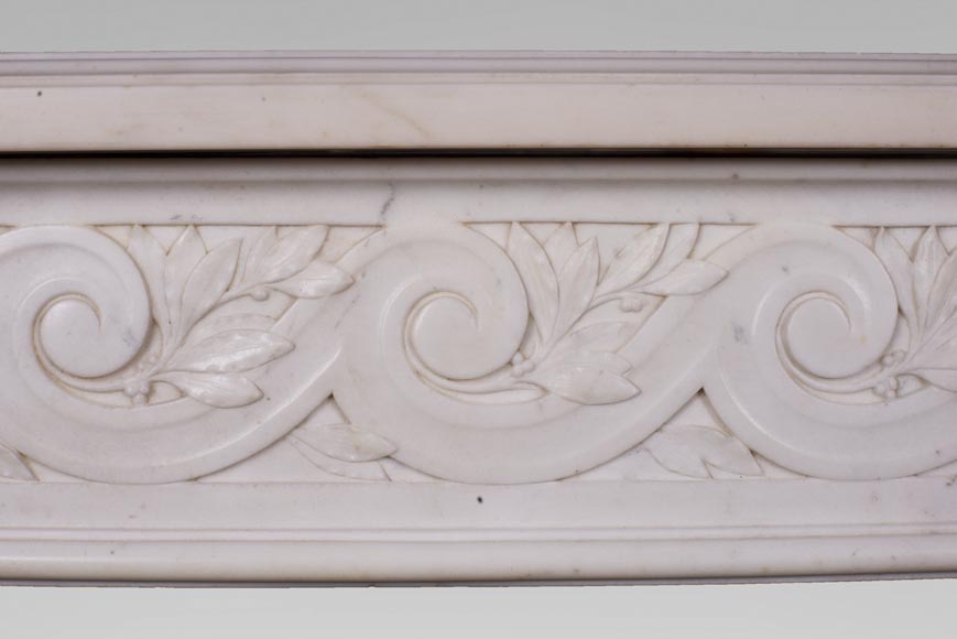 Antique Louis XVI style fireplace in statuary marble with a beautiful vitruvian frieze-2