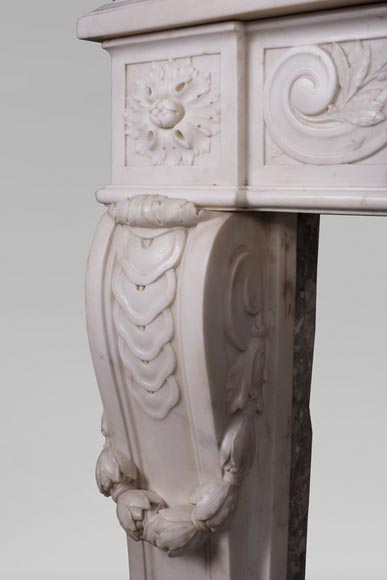 Antique Louis XVI style fireplace in statuary marble with a beautiful vitruvian frieze-5