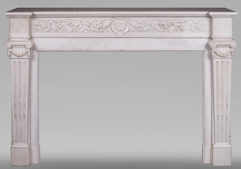 Antique Louis XVI style mantel in Statuary marble from Carrara-0