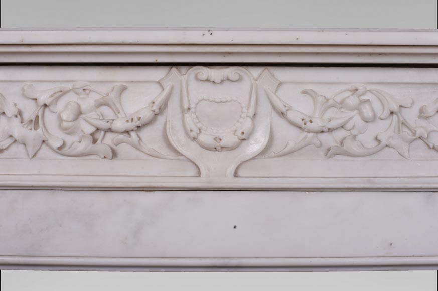 Antique Louis XVI style mantel in Statuary marble from Carrara-1