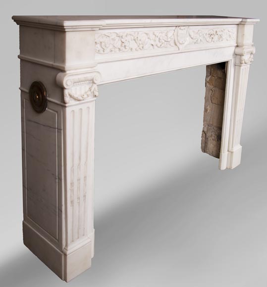 Antique Louis XVI style mantel in Statuary marble from Carrara-3