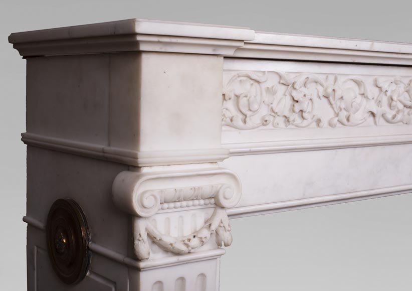 Antique Louis XVI style mantel in Statuary marble from Carrara-4