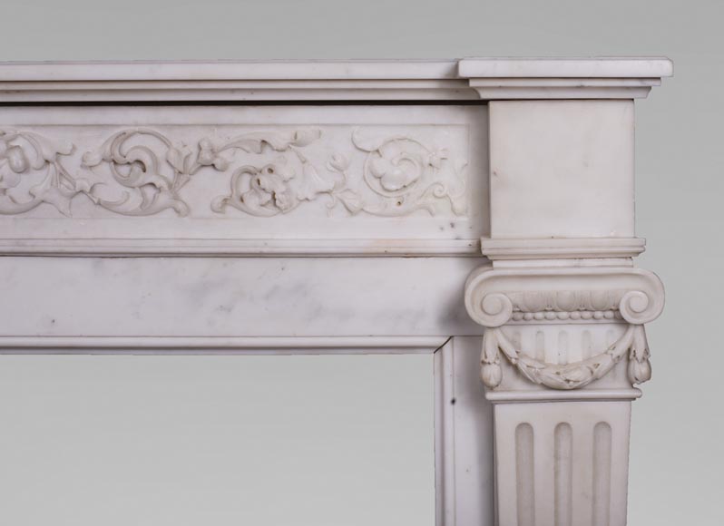 Antique Louis XVI style mantel in Statuary marble from Carrara-9
