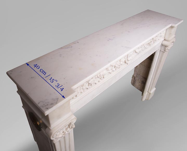 Antique Louis XVI style mantel in Statuary marble from Carrara-11