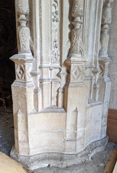 Monumental Stone Fireplace with Philippe Merlan coat of arms-15