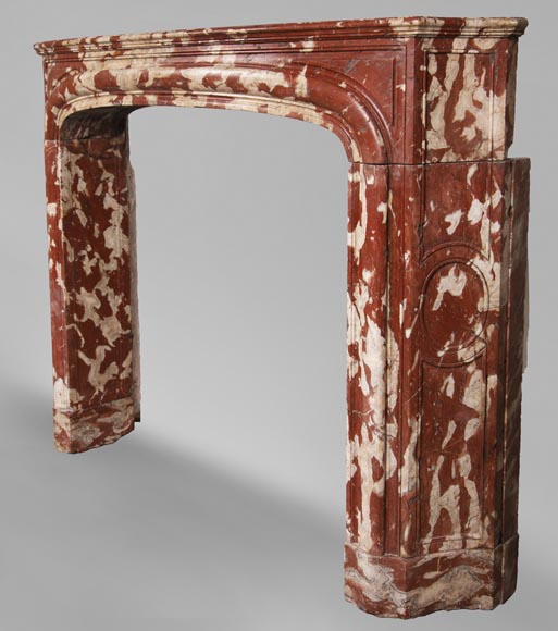 Antique Louis XIV period fireplace in Red Languedoc marble-7