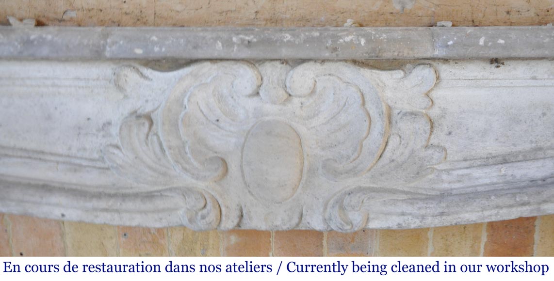 Antique Louis XV period fireplace in sculpted stone-1